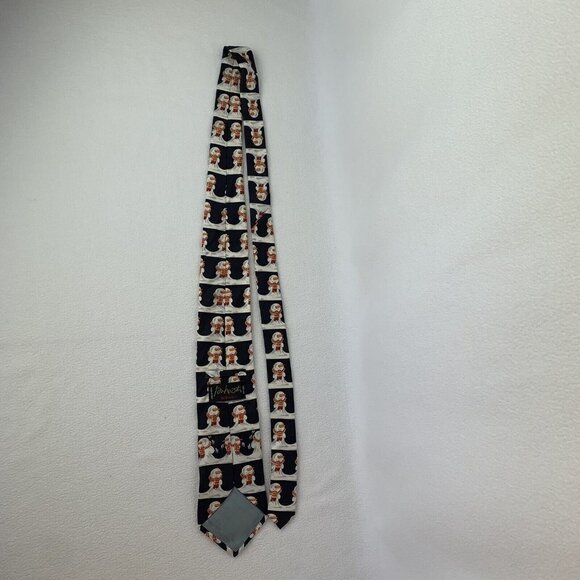 Tie Rack Christmas Snowman Silk Tie Blue Vintage 90s Made In Italy - Picture 2 of 6